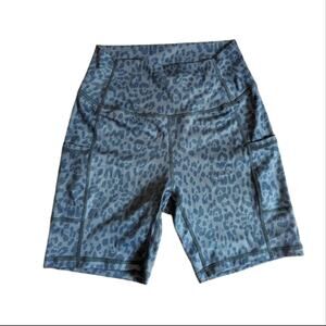 Halara High Rise Leopard Print Side Pocket Running Athletic Bike Shorts NWT